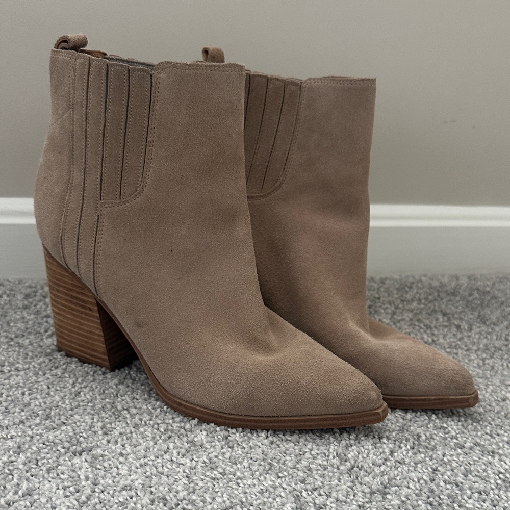 Marc Fisher Taupe Suede Booties